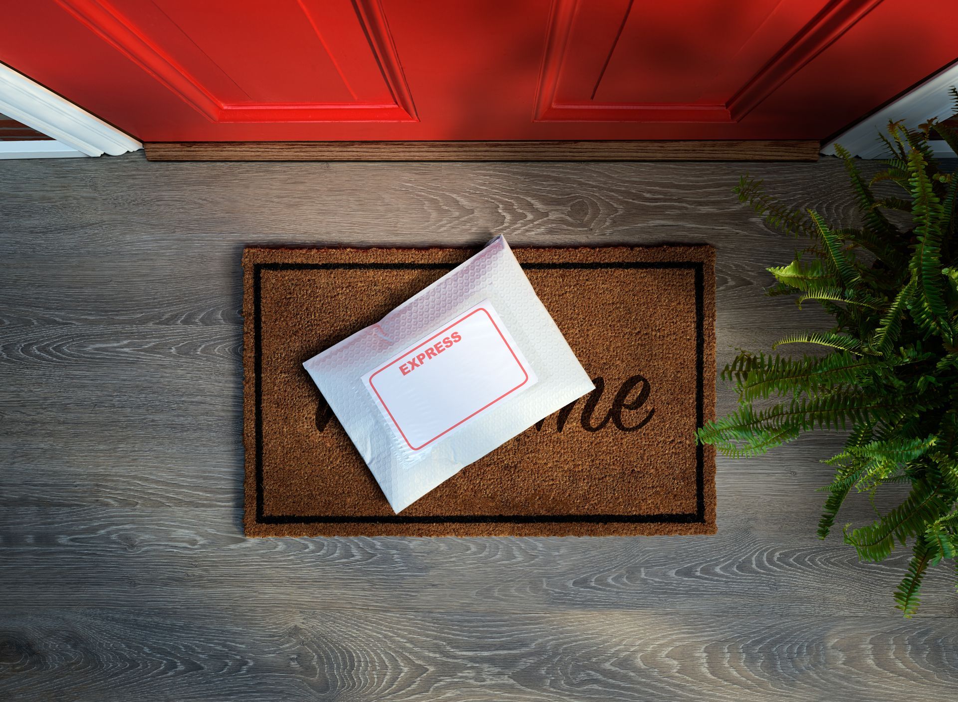 Parcel on a doormat