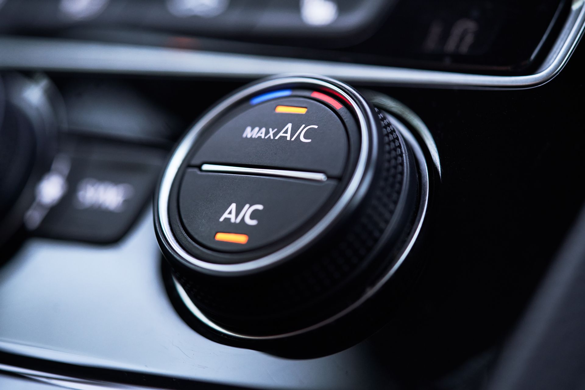 Black car air conditioning control dial with 