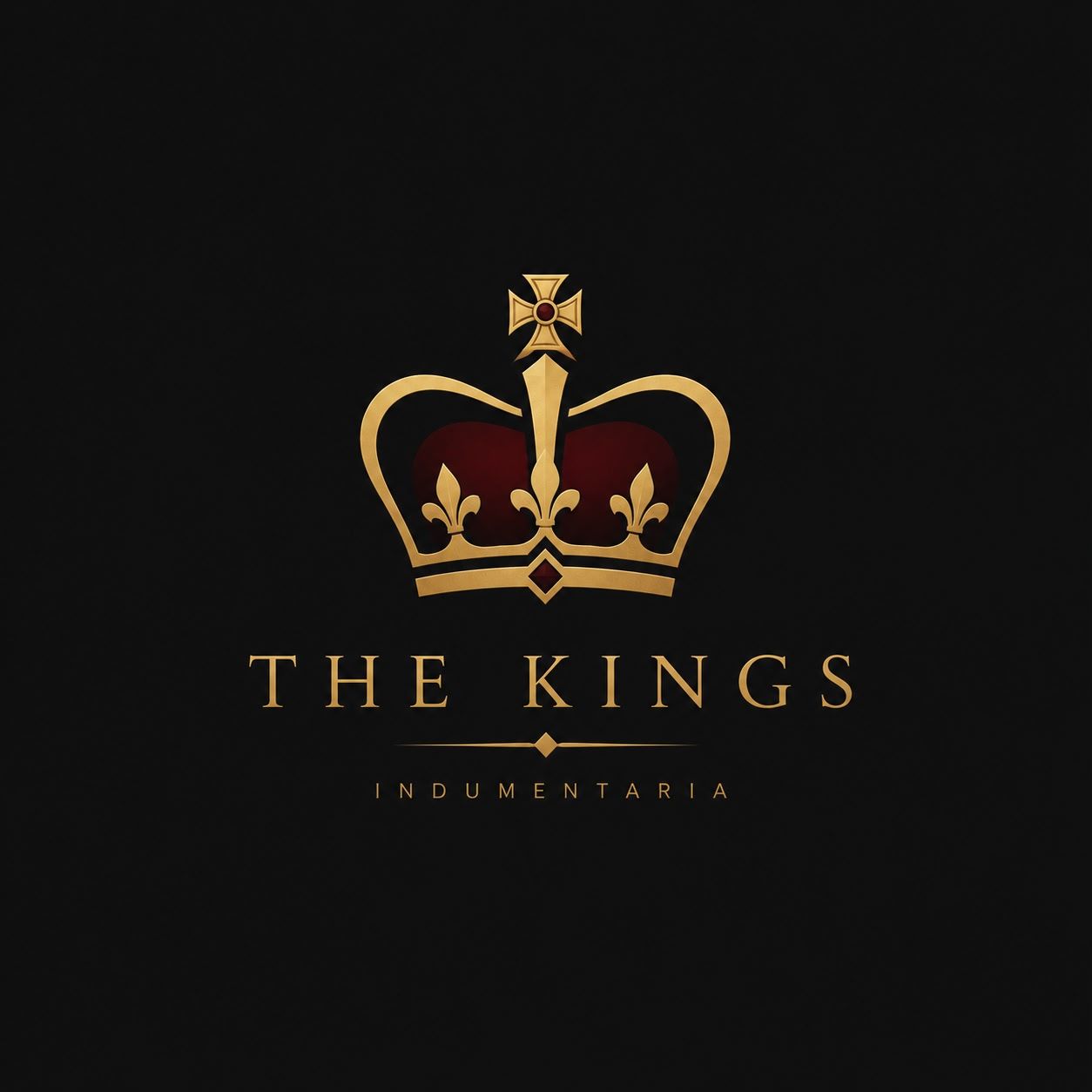 Logotipo de corona dorada con las palabras “THE KINGS” sobre fondo negro.