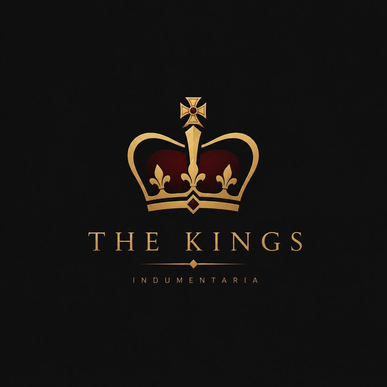 Logotipo de corona dorada con las palabras “THE KINGS” sobre fondo negro.
