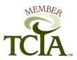 TCIA member logo with green letters and a stylized green leaf swirl
