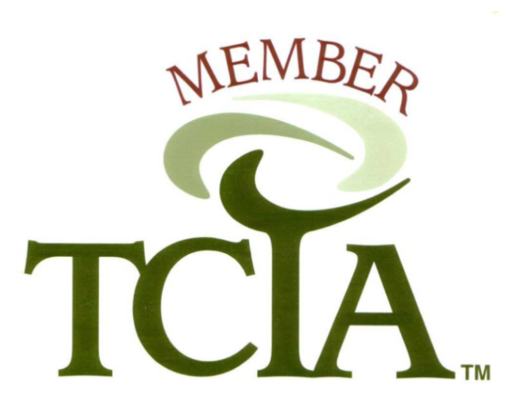 TCIA member logo with green letters and a stylized green leaf swirl