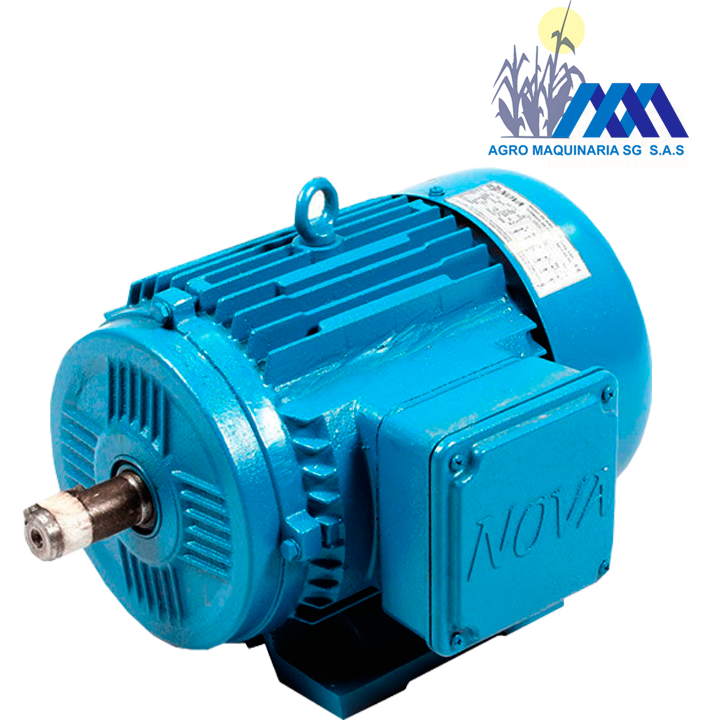 Un motor nova azul sobre un fondo blanco.