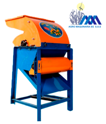 Una máquina azul y naranja con la palabra agro escrita en ella