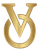 Lettera V stilizzata dorata intrecciata con una U, simile a un logo o a un monogramma.
