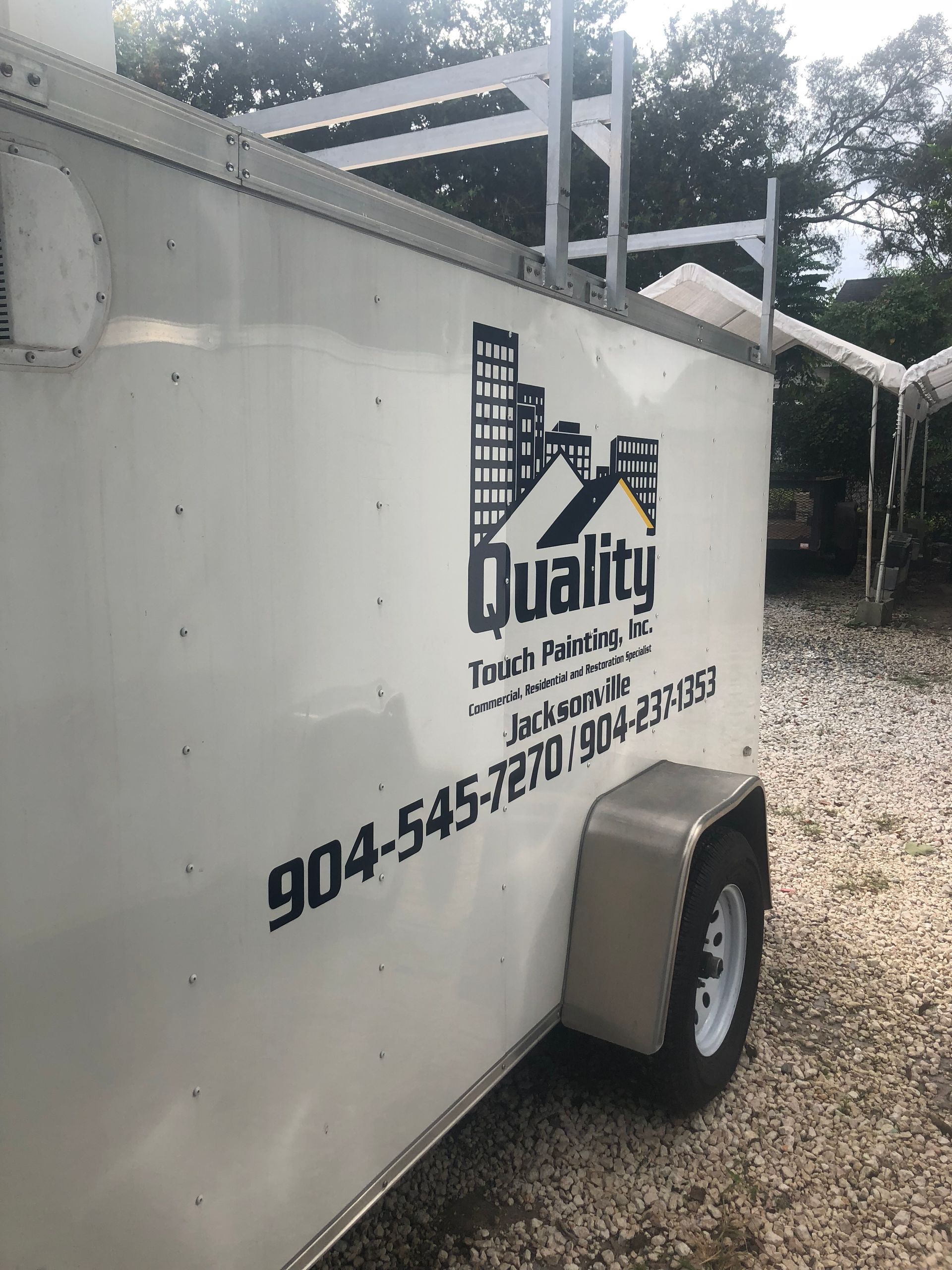 White utility trailer with 