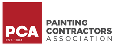 PCA logo for the Painting Contractors Association in red, gray, and white