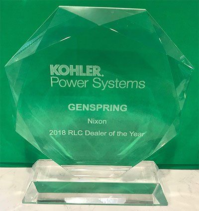 Kohler Power Systems’ 2018 Winner of RLC Dealer of the Year GenSpring Power, Inc. in Georgia.