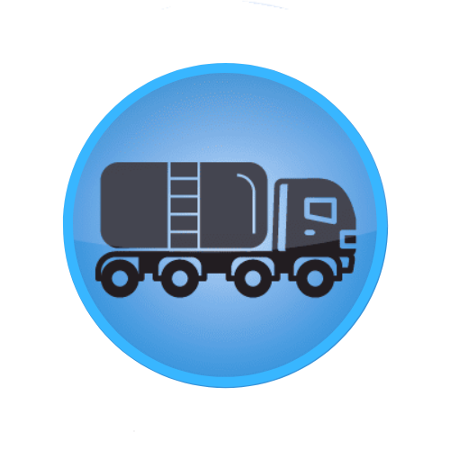 Swimming pools are delivered by trucks and trailers