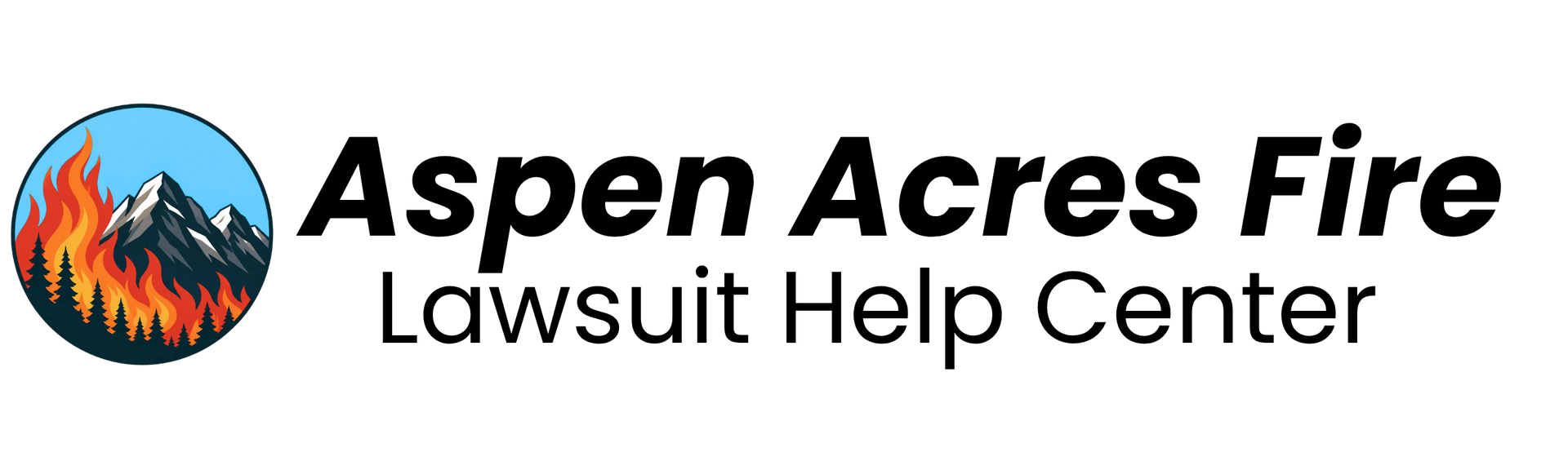 Aspen Acres Fire logo with mountain and flame icon and text “Lawsuit Help Center”