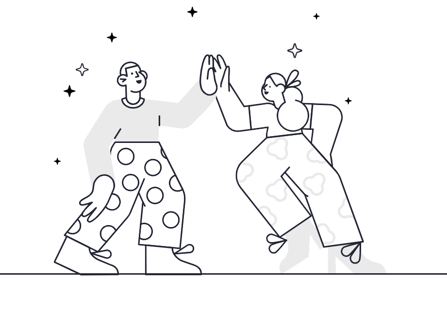 Um desenho em preto e branco de duas pessoas cumprimentando uma à outra.