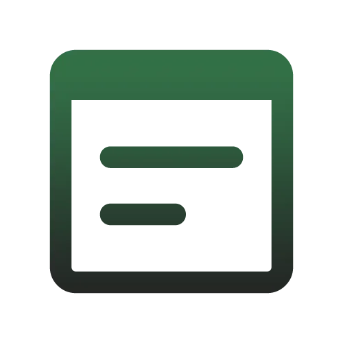 Um ícone verde e branco de um calendário com duas linhas.
