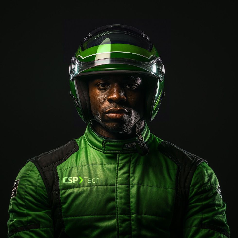 Um homem usando um capacete verde e uma jaqueta verde.