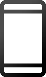 Um ícone preto e branco de um telefone celular em um fundo branco.