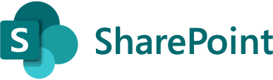 O logotipo do sharepoint é azul e branco com uma nuvem no meio.