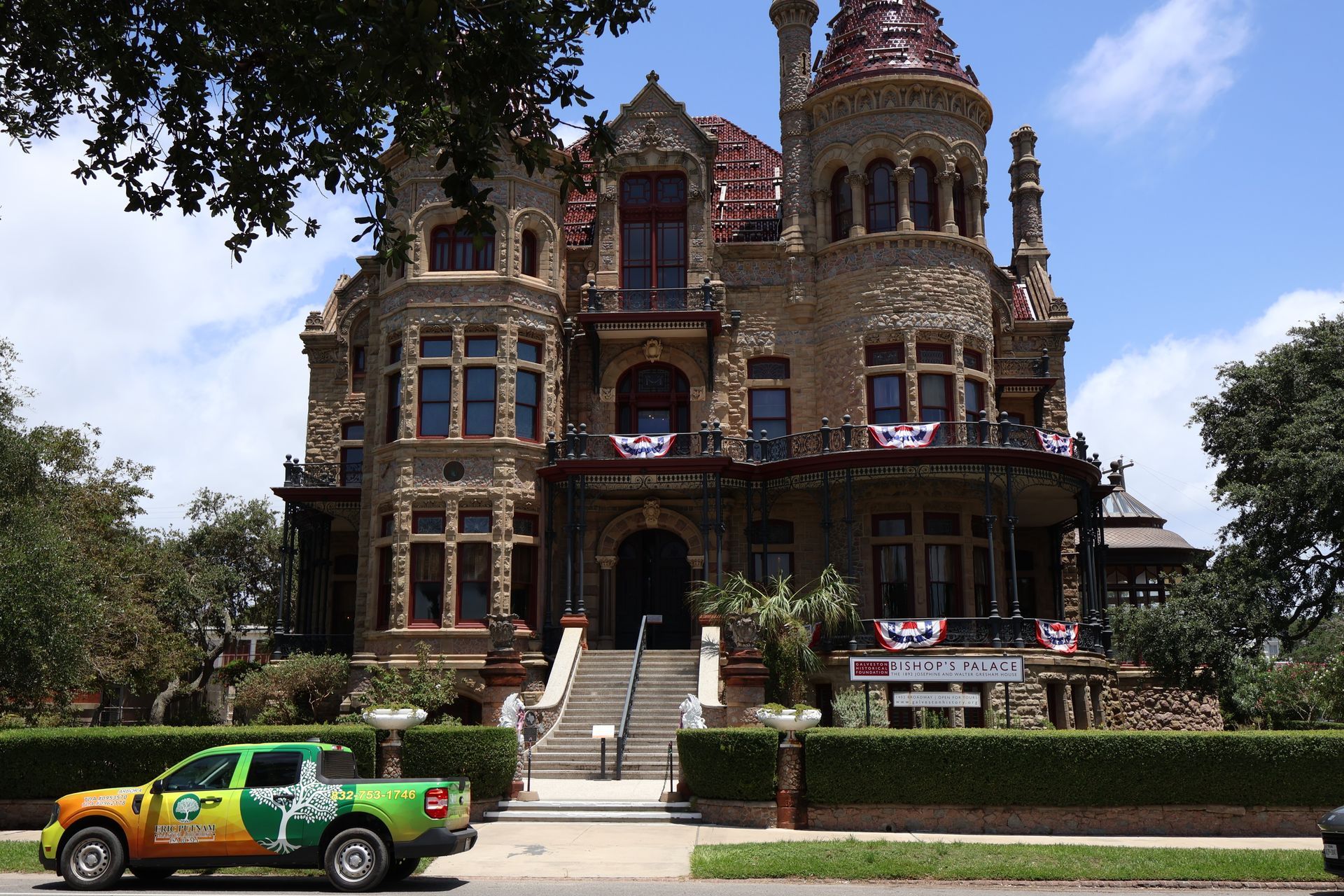 The 1892 Bishop’s Palace in Galveston, Texas, where Eric Putnam BCMA, Inc. performed carefully planned tree work