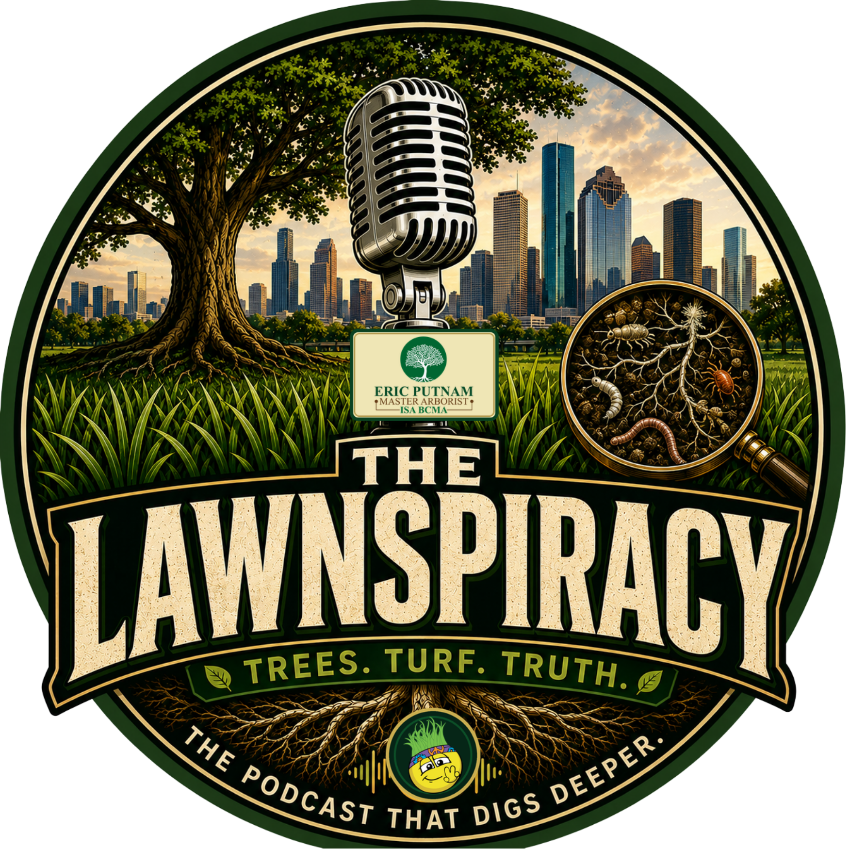 “The Lawnspiracy” podcast logo