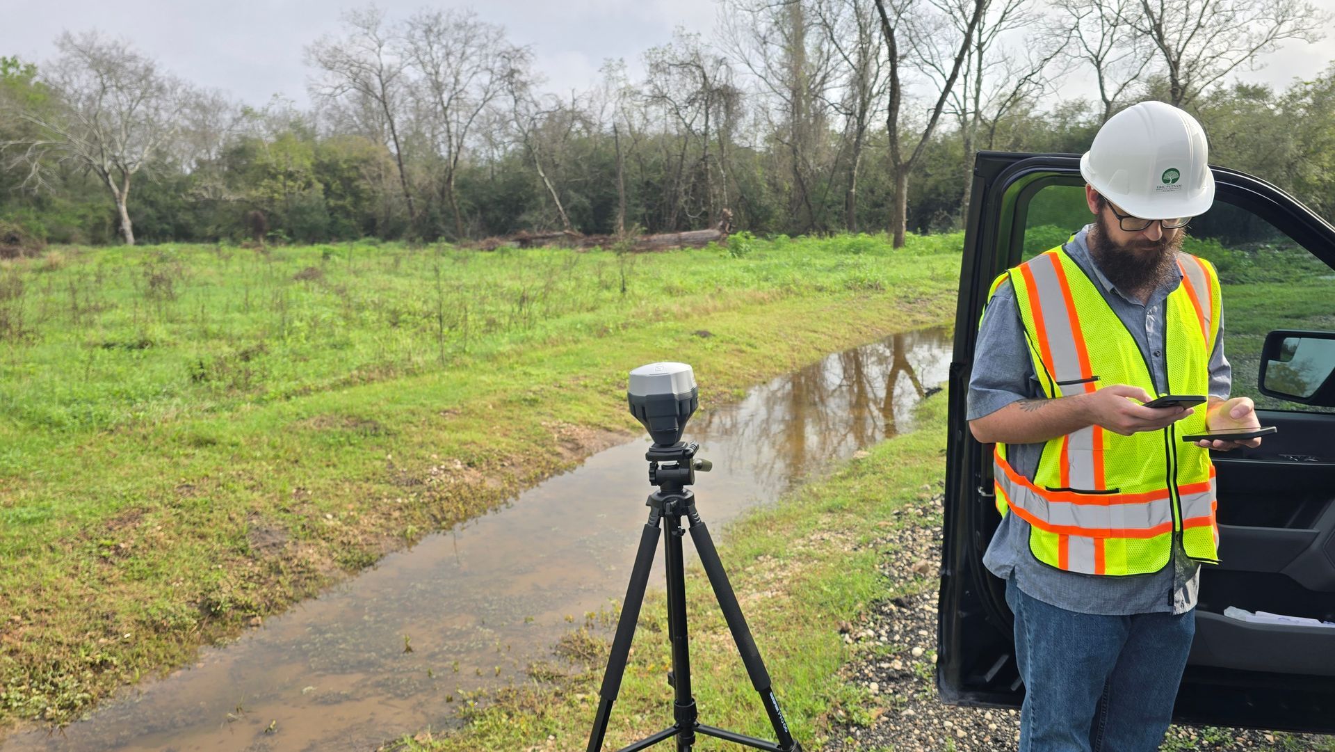 Setting up Sub Centimeter equipment to preform survey