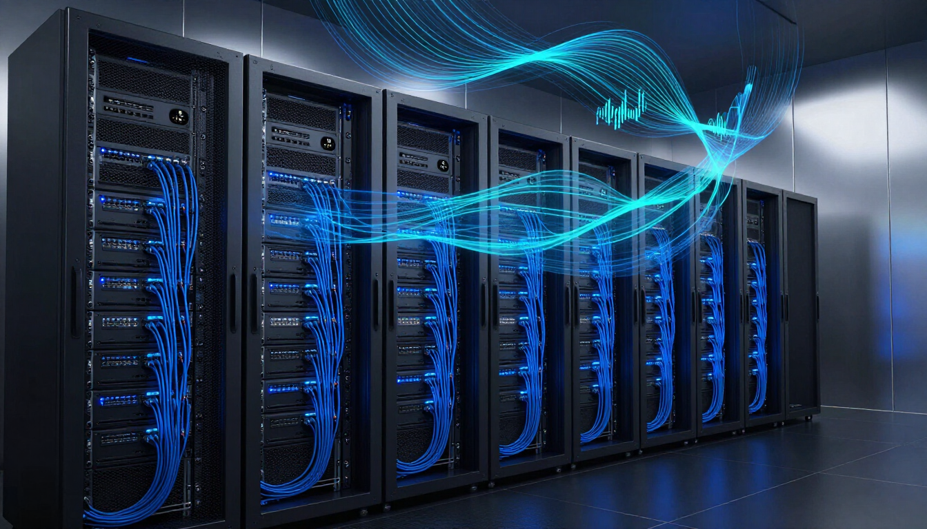 Digital representation of SIP Trunking and cloud communication cables.