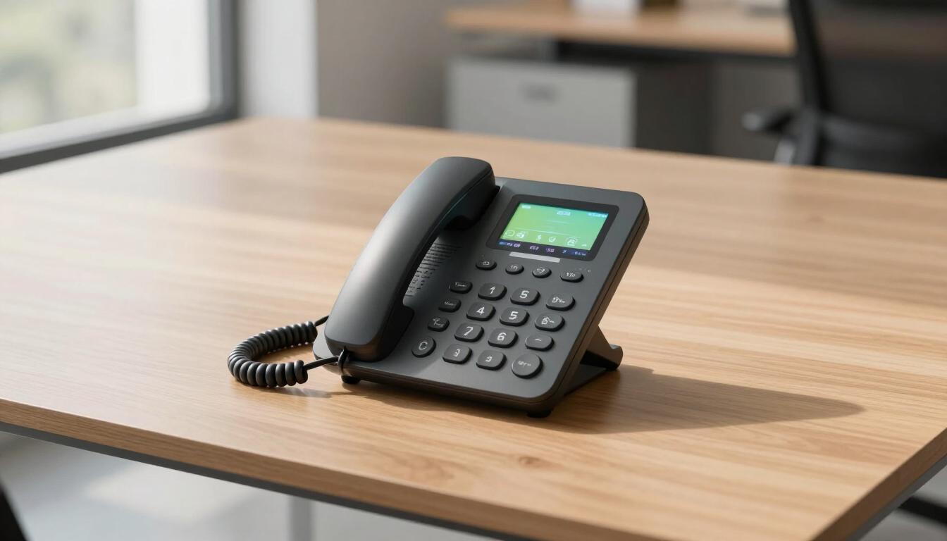 Modern office IP phone system setup representing various communication technologies