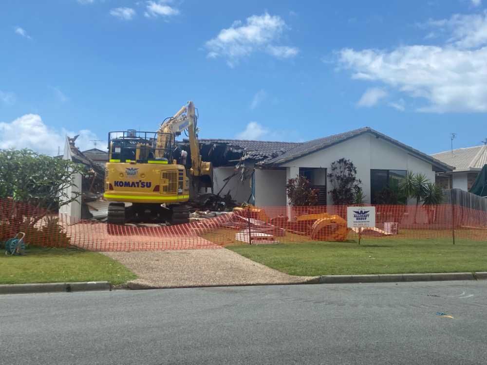 Excavator Carrying Out House Demolition On The Sunshine Coast