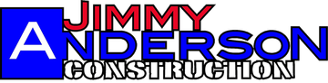 Logo for Jimmy Anderson Construction: blue square with white "A", red "JIMMY," and blue "ANDERSON" over "CONSTRUCTION."