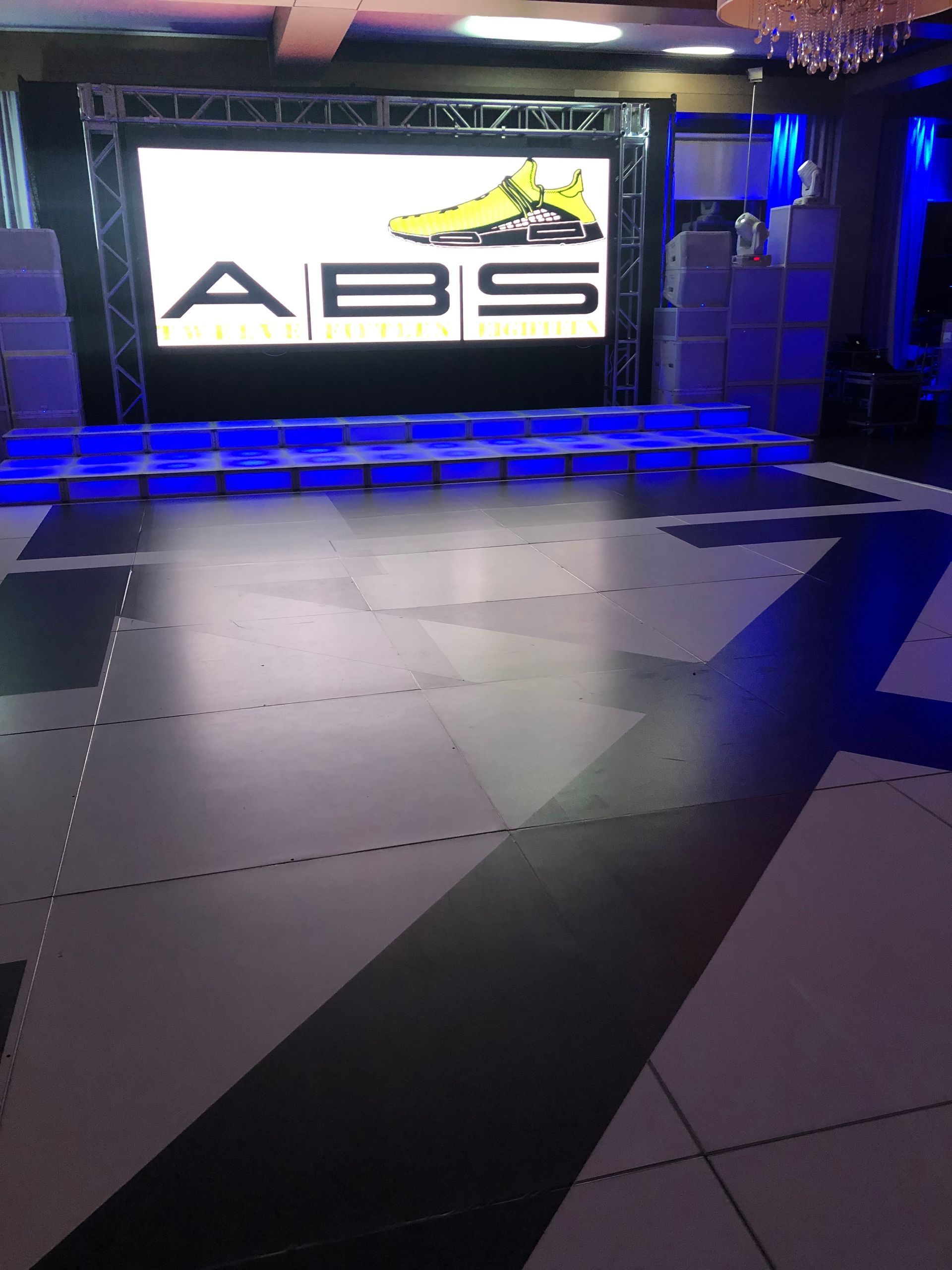 LED Video Wall and A large screen with the word abs on it