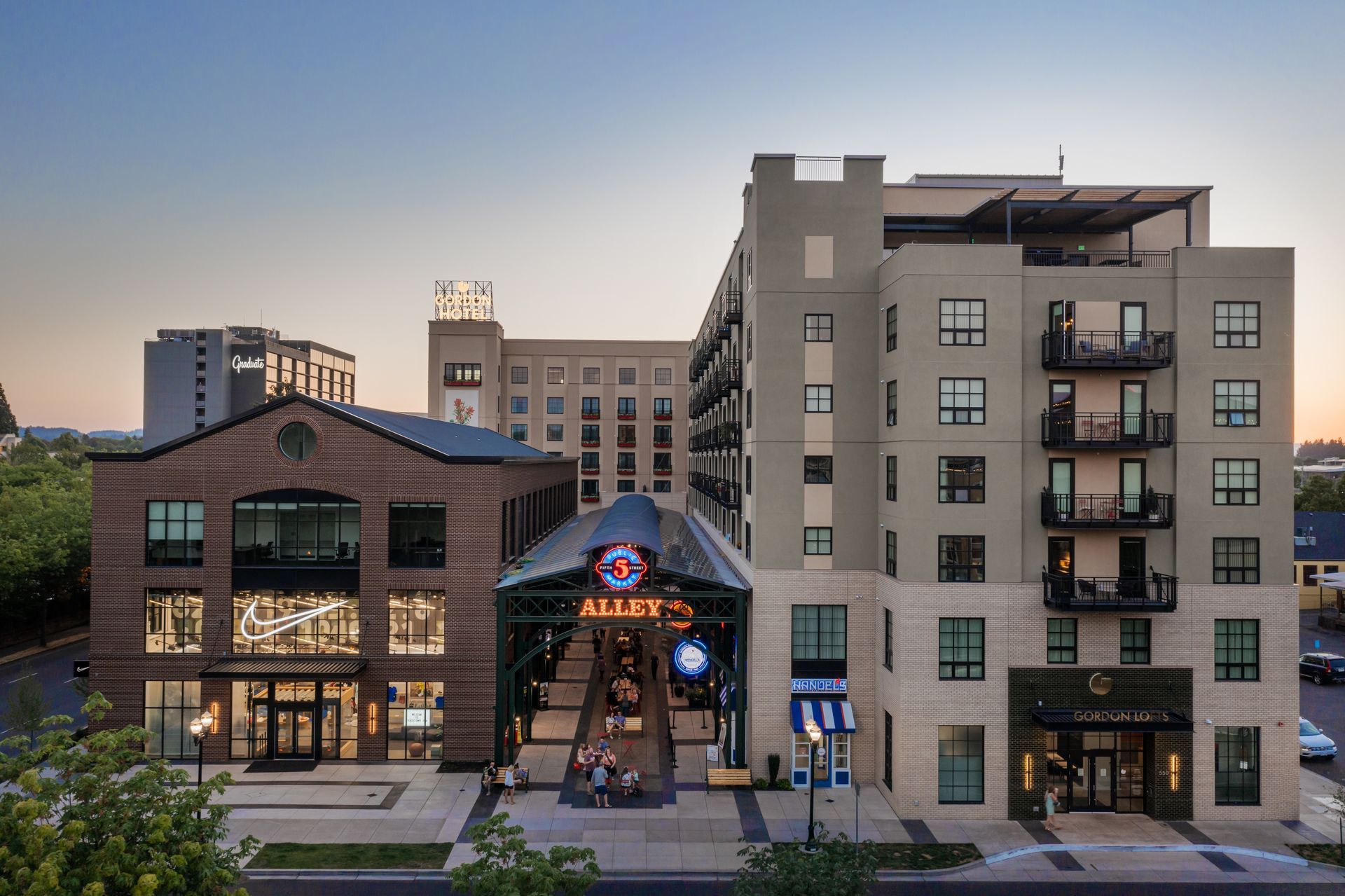 exterior photo of 5th street buildings and gordon lofts