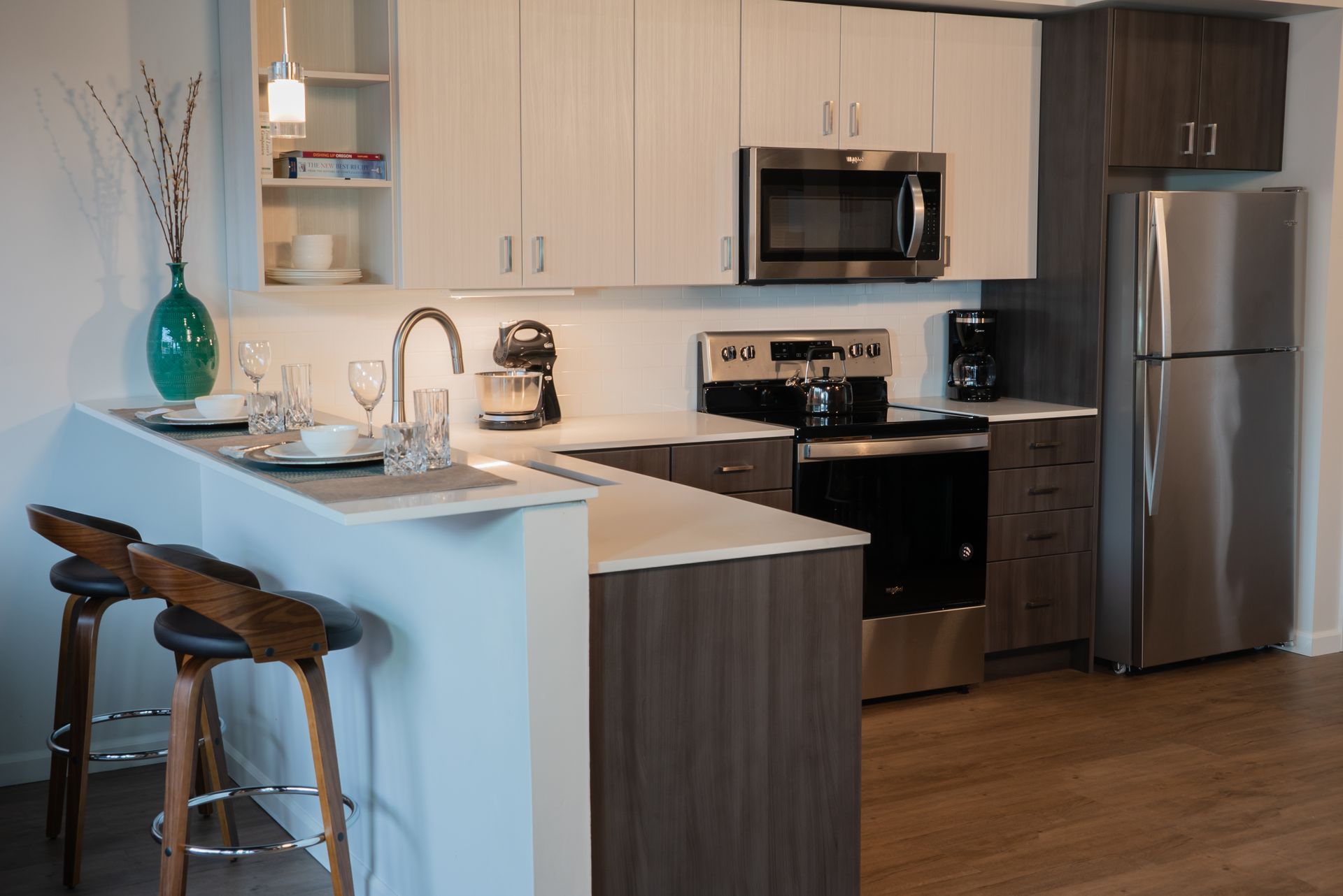 photo of kitchen with stainless steel appliances
