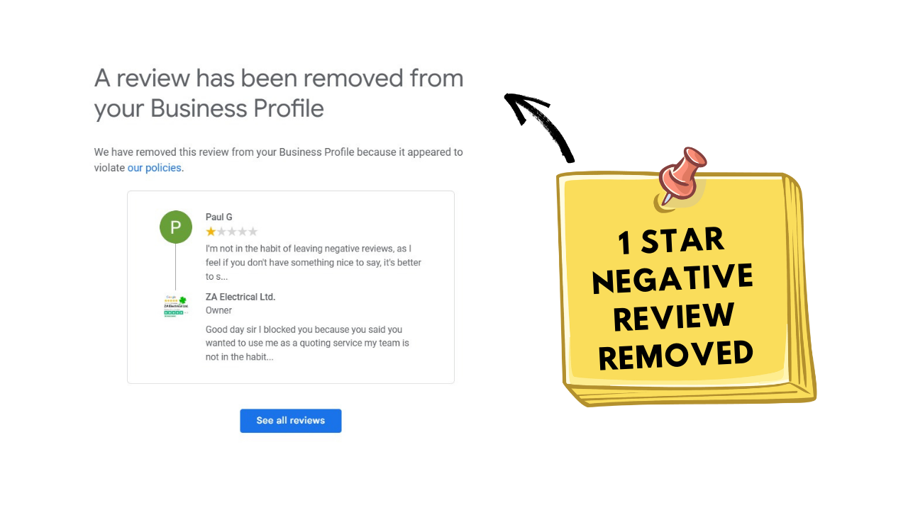 Negative review removed