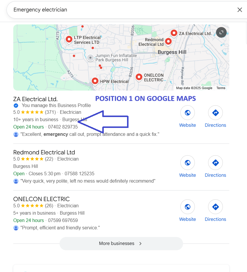 Kensington Handyman on first position on google Maps 