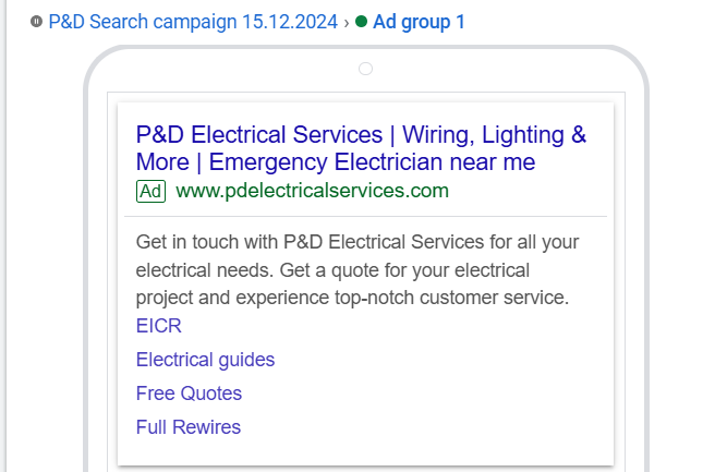 Example Google Ad done by Connect SEO.