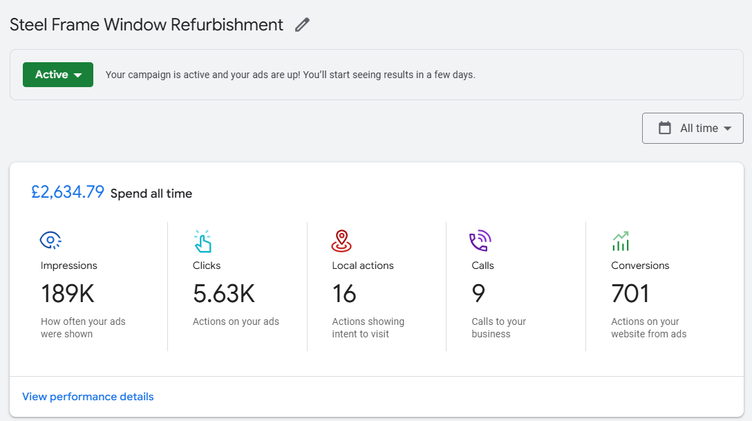 Google ads results with Google 