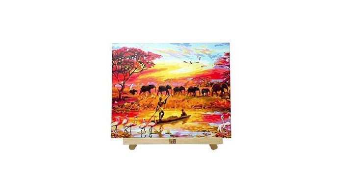 ARTE POR NÚMERO ELEFANTES AL ATARDECER