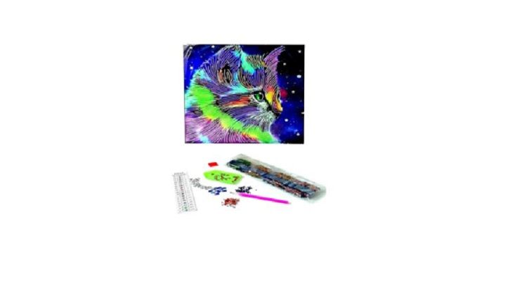 ARTE DIAMANTE GATO DE COLORES