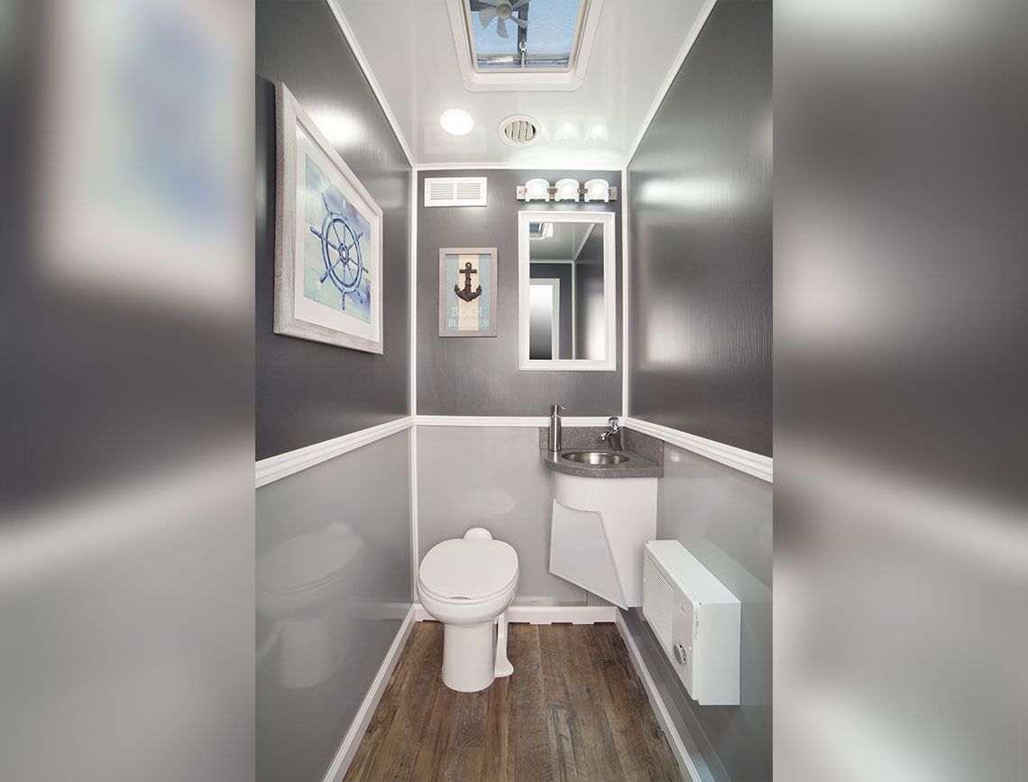 portable restroom trailer interior