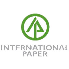 The logo for international paper is a green circle with a triangle in it.