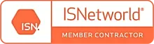 A logo for a company called isnetworld member contractor