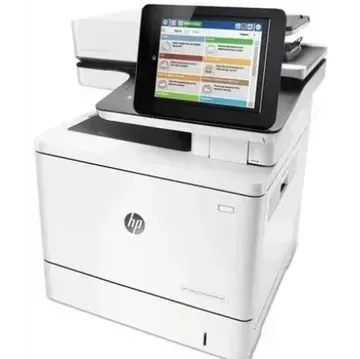 An hp printer with a tablet on top of it