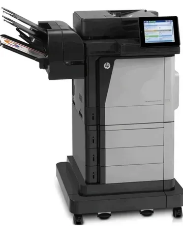 A black and white printer with a screen on top of it.