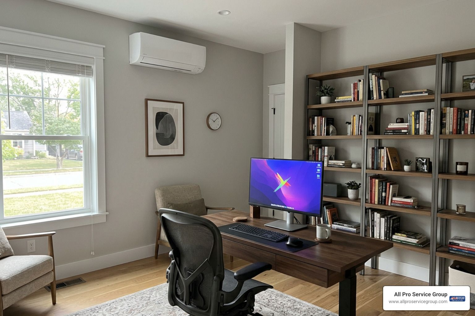 12000 BTU mini split wall mounted in modern home office