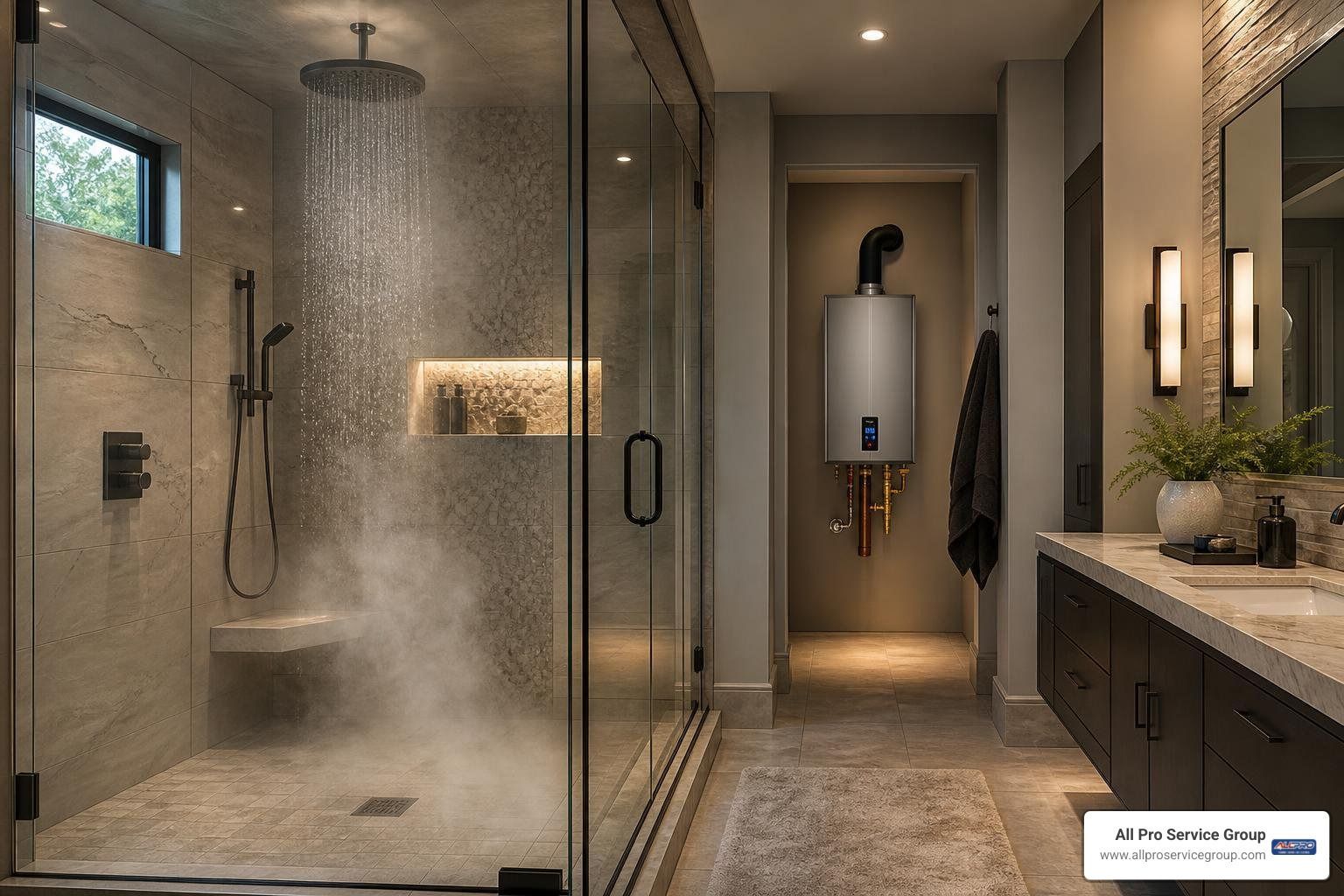 Rinnai gas hot water system modern luxury shower
