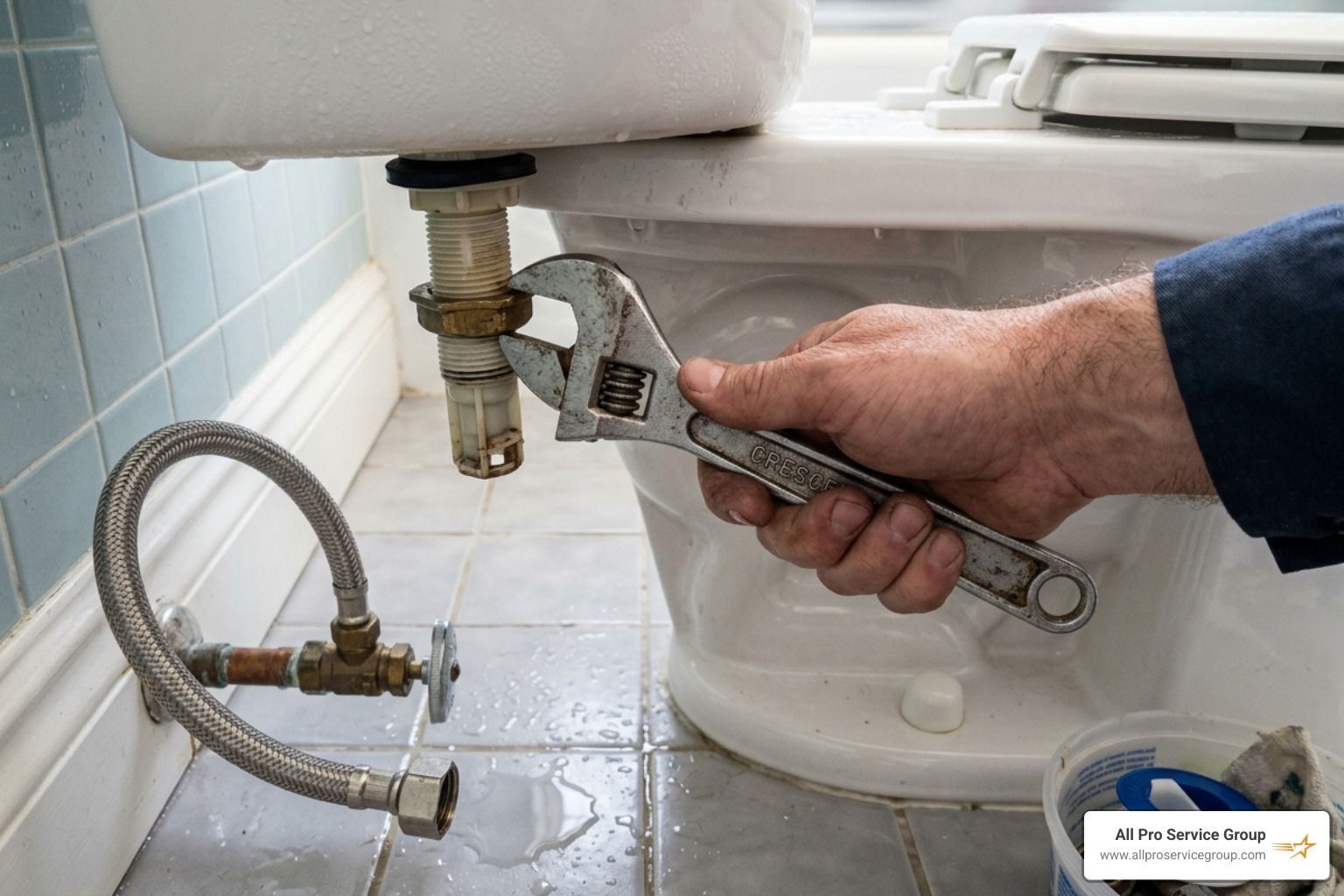 Removing the old fill valve from the bottom of the toilet tank - changing toilet valve
