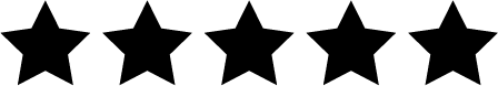 Five black stars on a white background