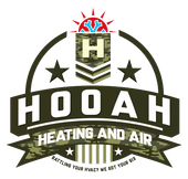Hooah Heating and Air Logo HOOAH Heating and Air logo in camouflage green with stars and banner slogan