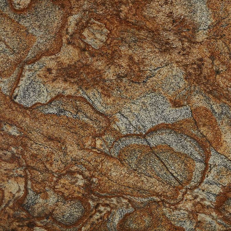 Brown and gray stone-like surface with swirling patterns.