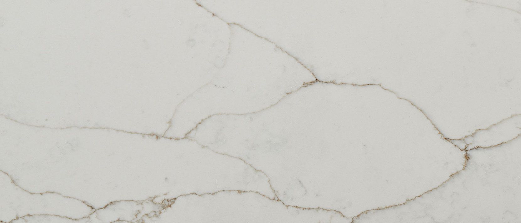 Close-up of a white marble slab with brown veining.
