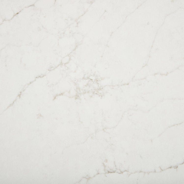 White marble countertop with subtle gray veining.
