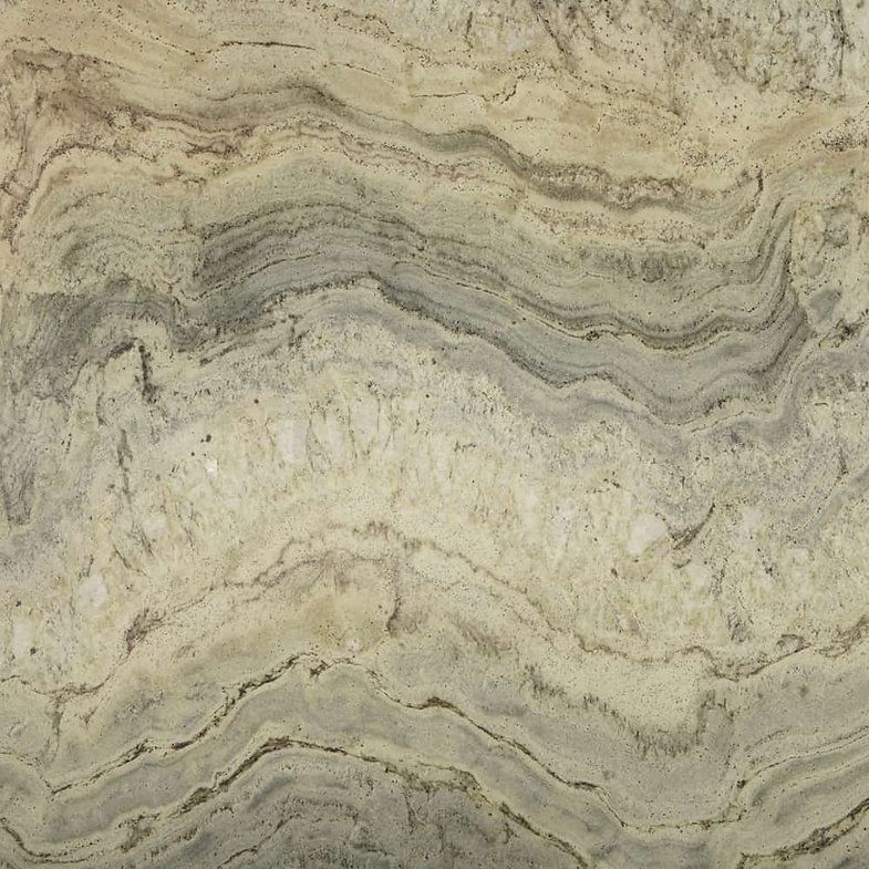 Cream and gray swirling granite countertop with subtle veining.