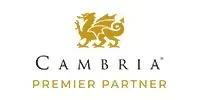 Cambria logo with a golden dragon, the word 
